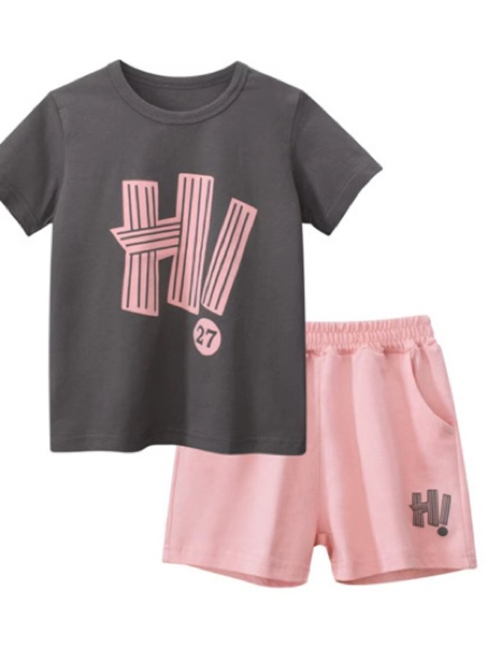 Kids Gray & Pink Graphic  Set